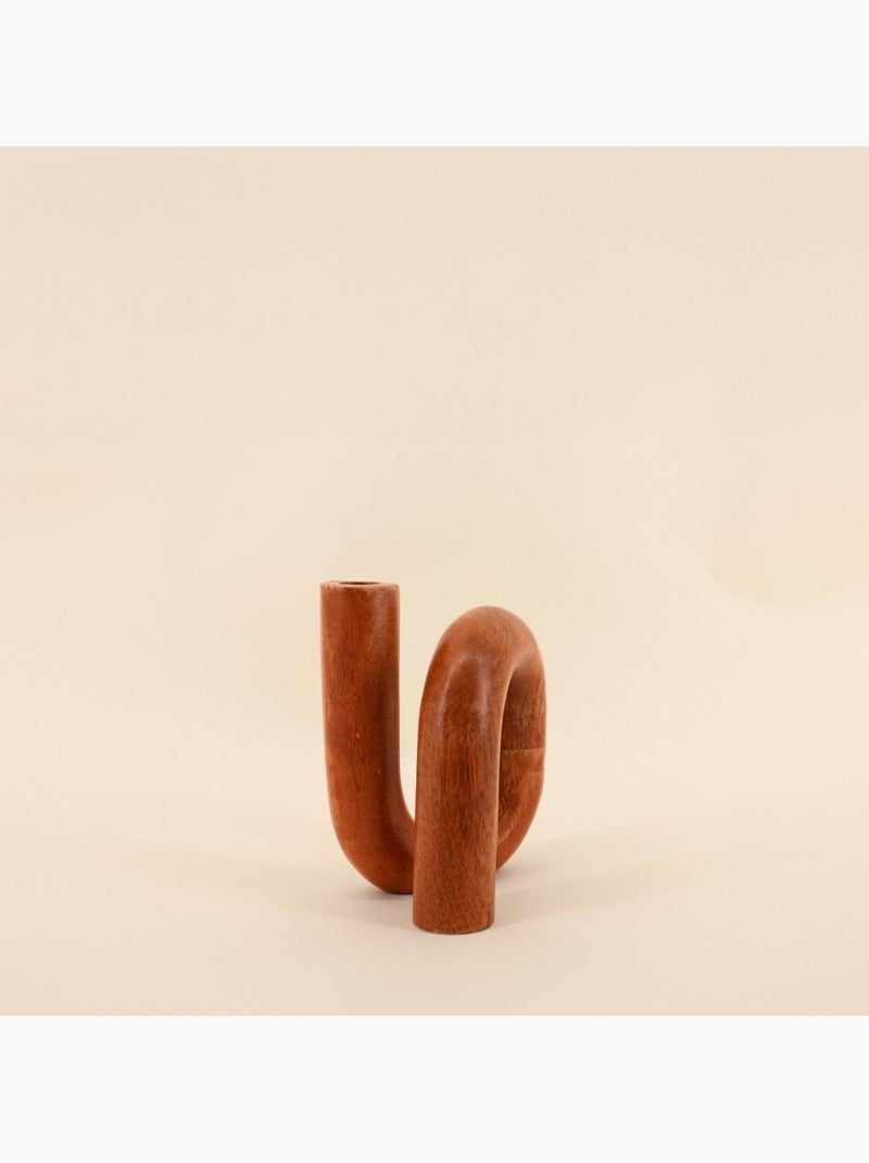 Vase design en bois, H16cm Beige - Kiabi