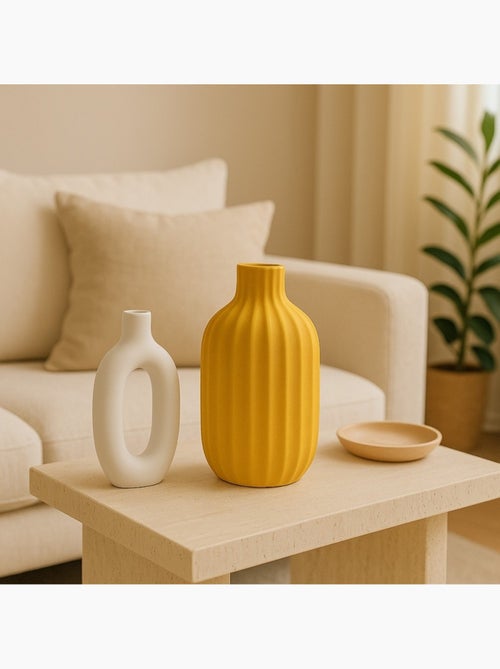 Vase design en céramique blanche 24cm - Kiabi