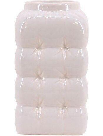 Vase design en céramique blanche effet gonflé, h17m