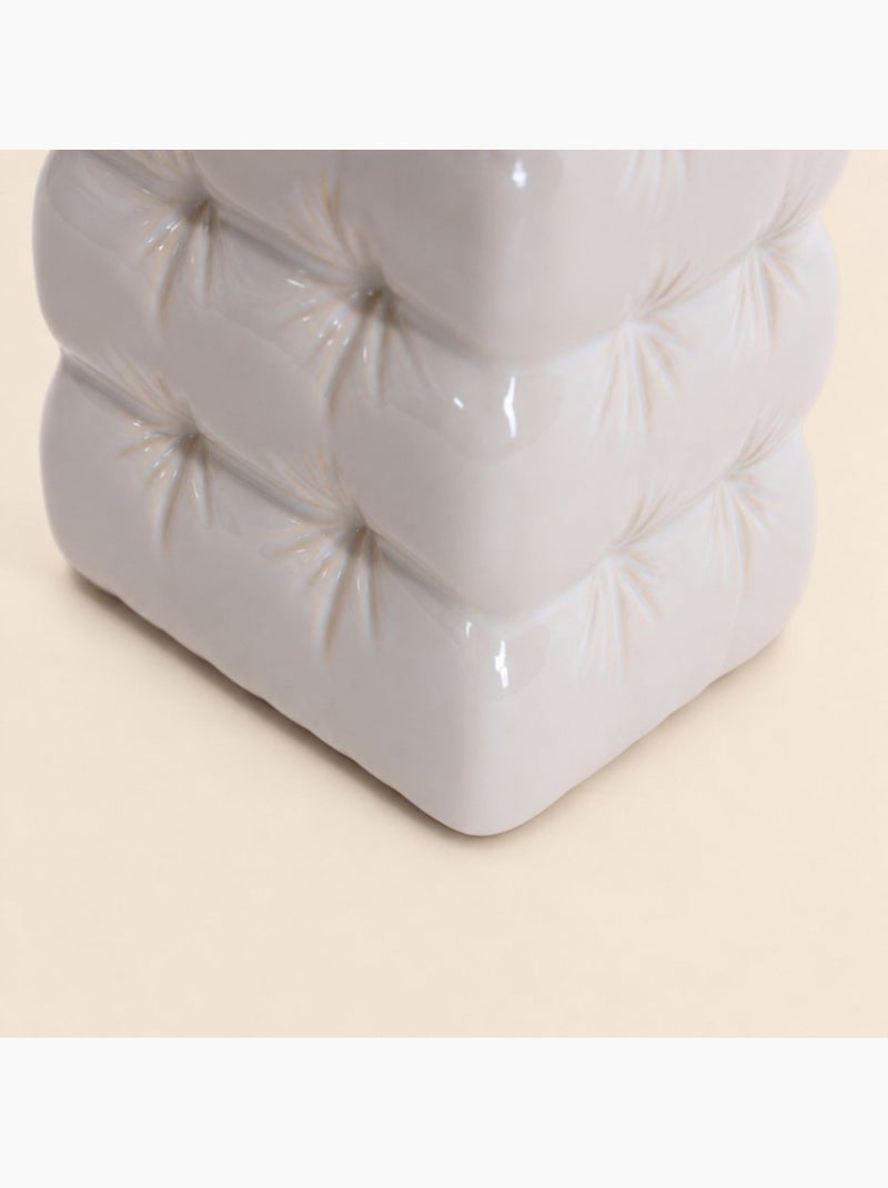 Vase design en céramique blanche effet gonflé, h17m Blanc - Kiabi