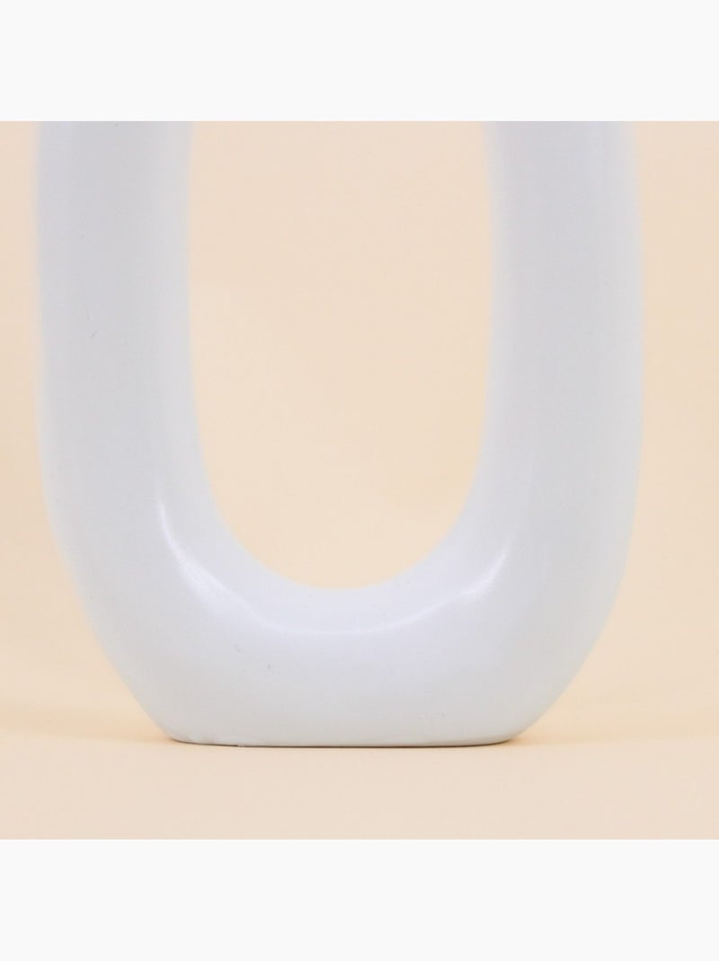 Vase design en céramique blanche, H24cm Blanc - Kiabi