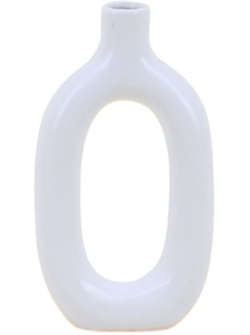 Vase design en céramique blanche, H24cm Blanc - Kiabi