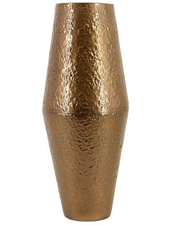 Vase design en métal martelé doré, H50cm