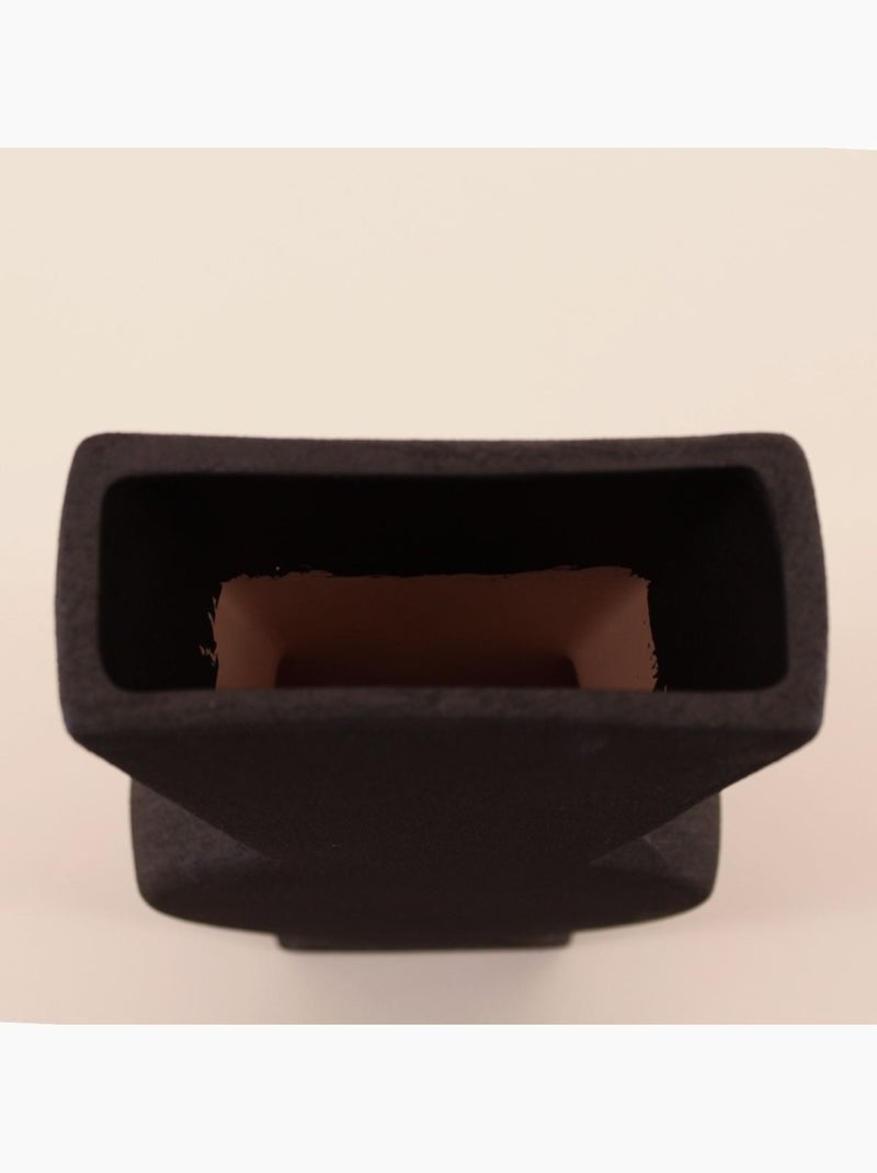 Vase design géométrique en grès, H38cm Noir - Kiabi