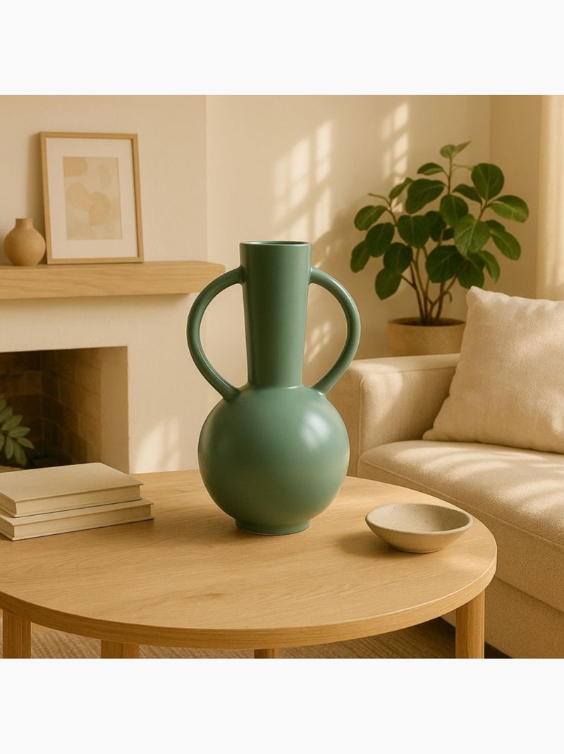 Vase double anses 29cm Vert - Kiabi