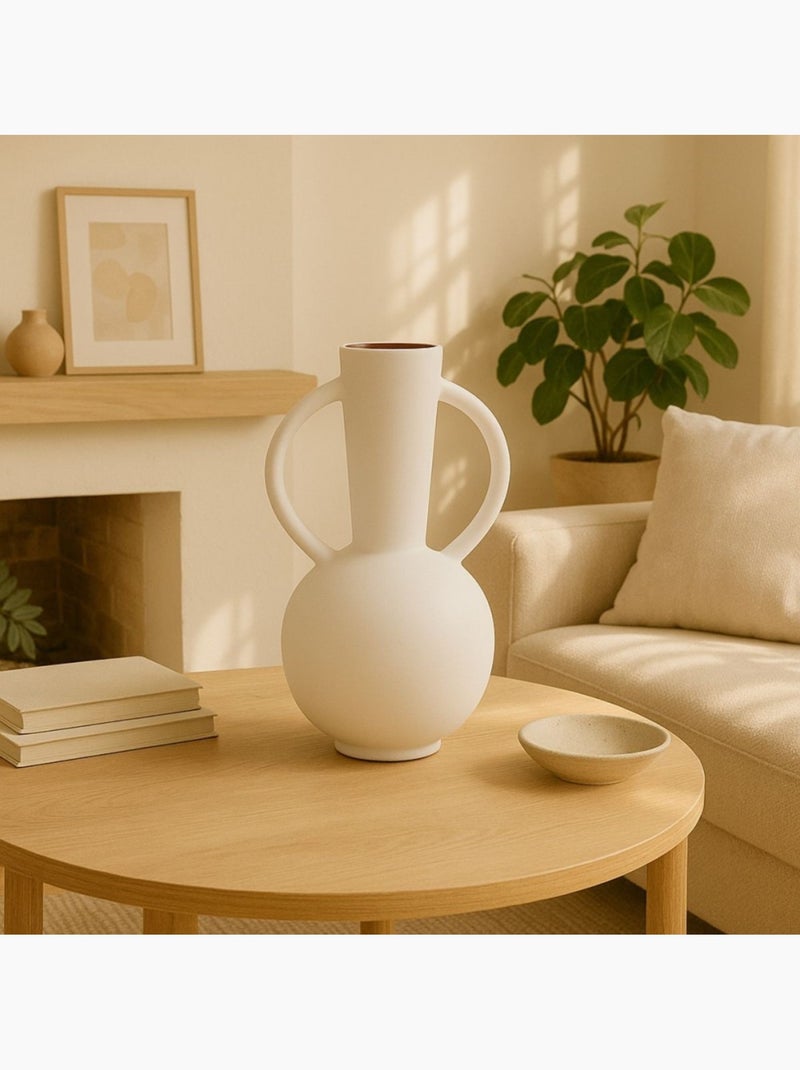 Vase double anses, H29cm Blanc - Kiabi