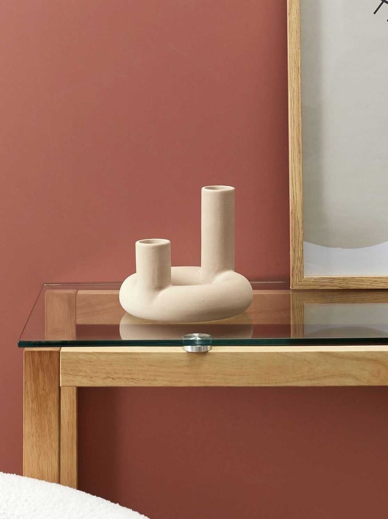 Vase en céramique 2 tube Arty Nude Beige - Kiabi