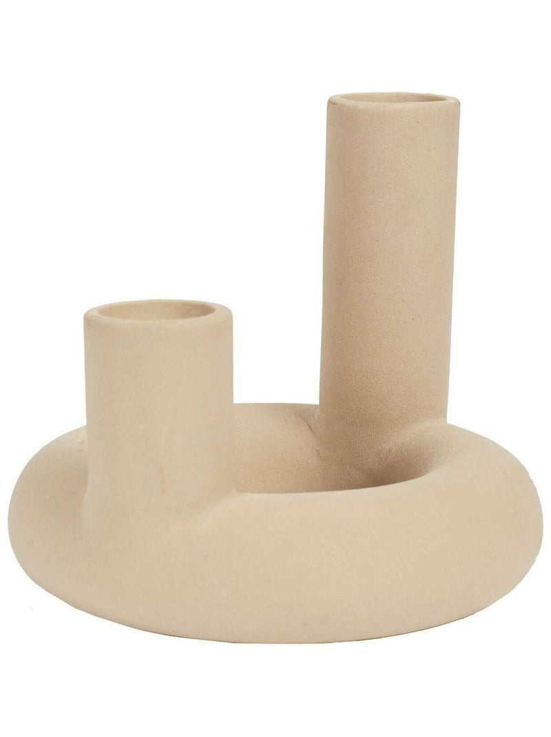 Vase en céramique 2 tube Arty Nude Beige - Kiabi