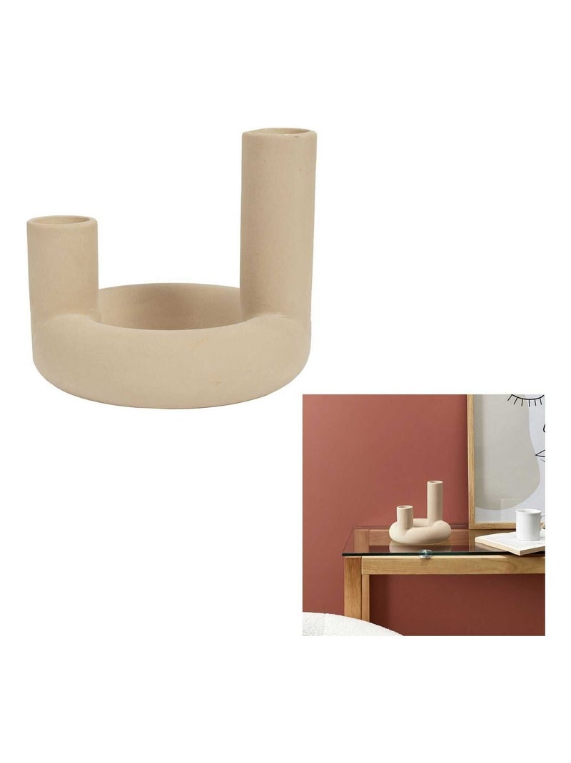 Vase en céramique 2 tube Arty Nude Beige - Kiabi