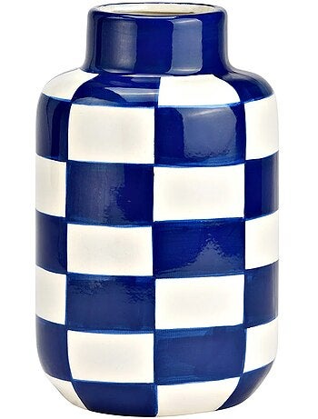 Vase en céramique a carreaux bleu et blanc