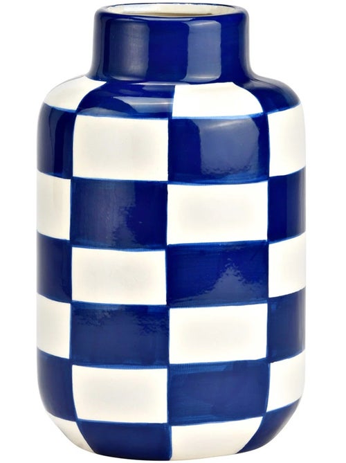 Vase en céramique a carreaux bleu et blanc - Kiabi