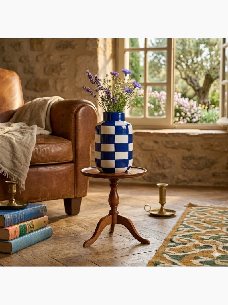 Vase en céramique a carreaux bleu et blanc Bleu - Kiabi