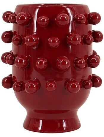 Vase en céramique à perles bordeaux 20cm