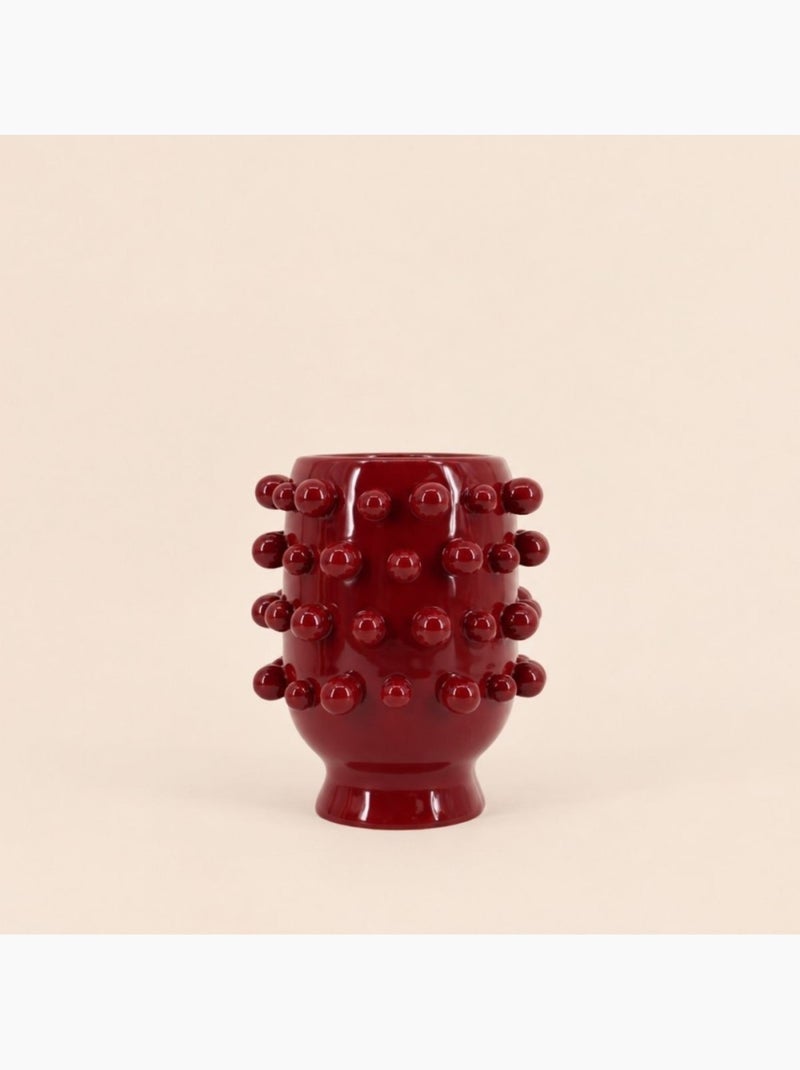 Vase en céramique à perles bordeaux 20cm Bordeaux - Kiabi