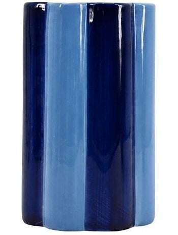Vase en céramique à rayures bleues 20cm