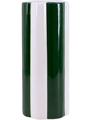 Vase en céramique à rayures vert et blanc, h27cm