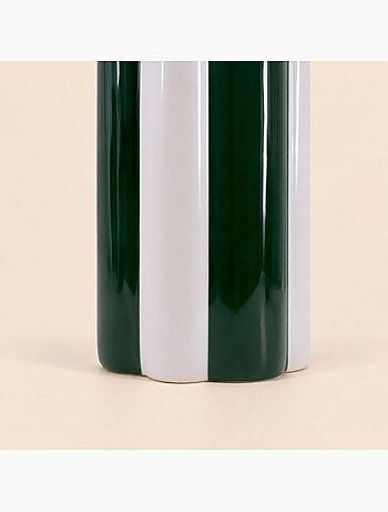 Vase en céramique à rayures vert et blanc, h27cm