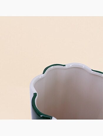 Vase en céramique à rayures vert et blanc, h27cm