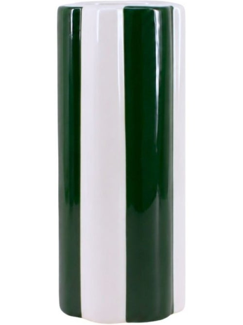 Vase en céramique à rayures vert et blanc, h27cm - Kiabi
