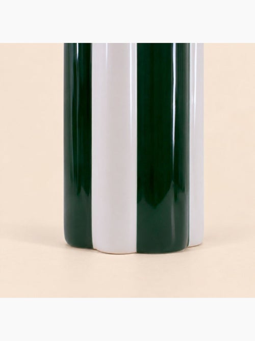 Vase en céramique à rayures vert et blanc, h27cm - Kiabi