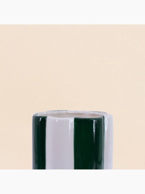 Vase en céramique à rayures vert et blanc, h27cm - Kiabi