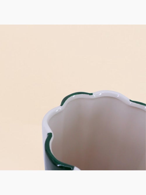 Vase en céramique à rayures vert et blanc, h27cm - Kiabi