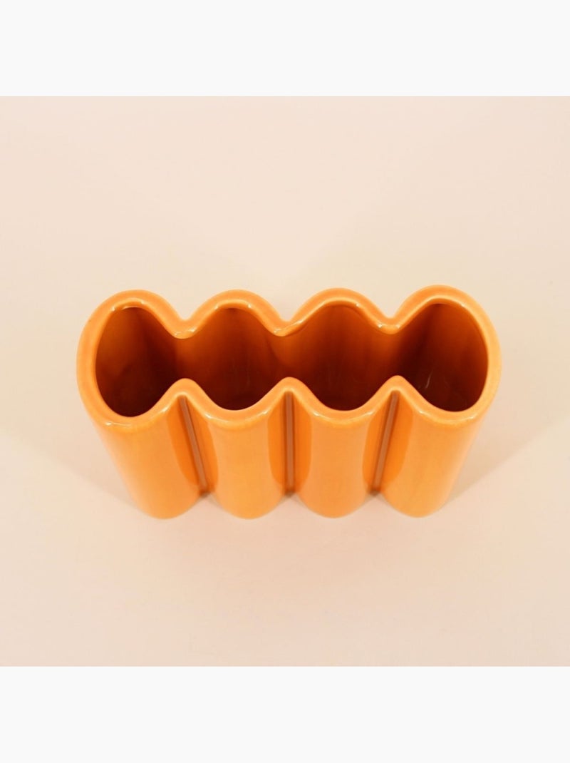 Vase en céramique alvéolé coloré, H17cm Jaune - Kiabi