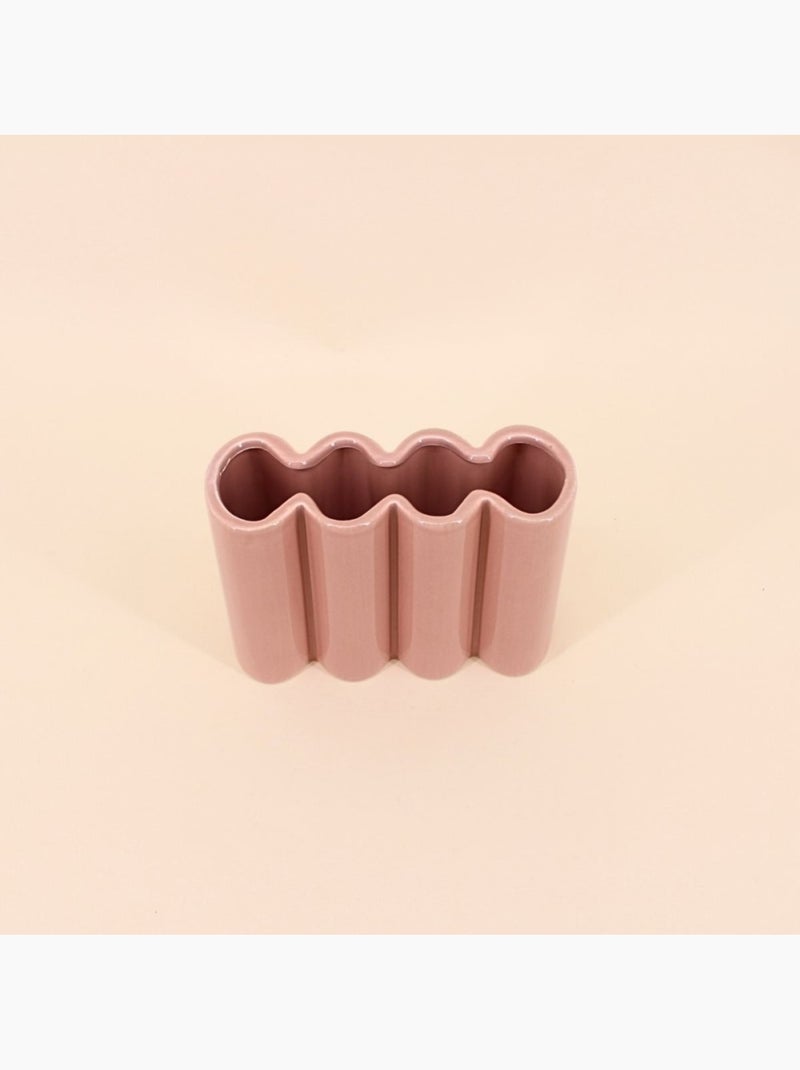 Vase en céramique alvéolé coloré, H17cm Rose - Kiabi