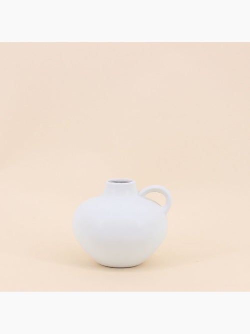 Vase en céramique blanche avec anse 11cm - Kiabi