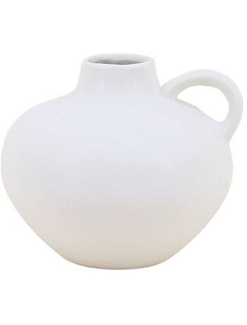 Vase en céramique blanche avec anse, H11cm