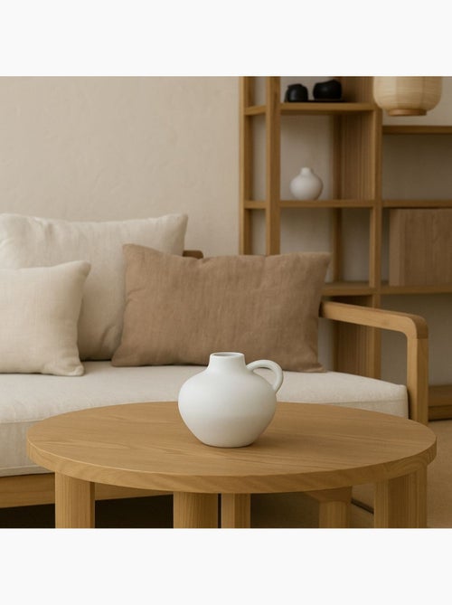 Vase en céramique blanche avec anse, H11cm - Kiabi