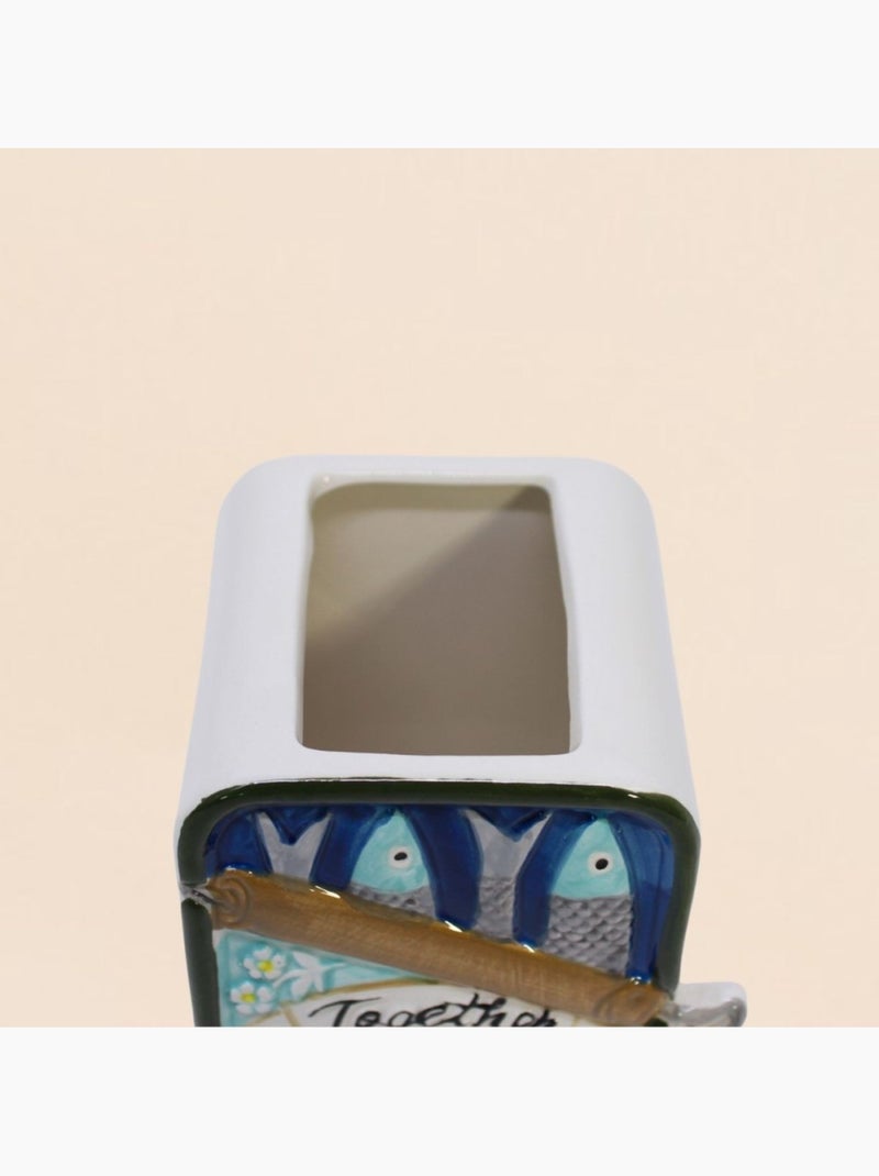Vase en céramique boite de sardines, h11,5 cm Bleu - Kiabi