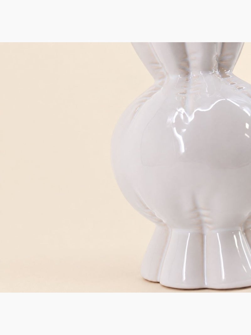 Vase en céramique effet gonflé forme bonbon, h19cm Blanc - Kiabi