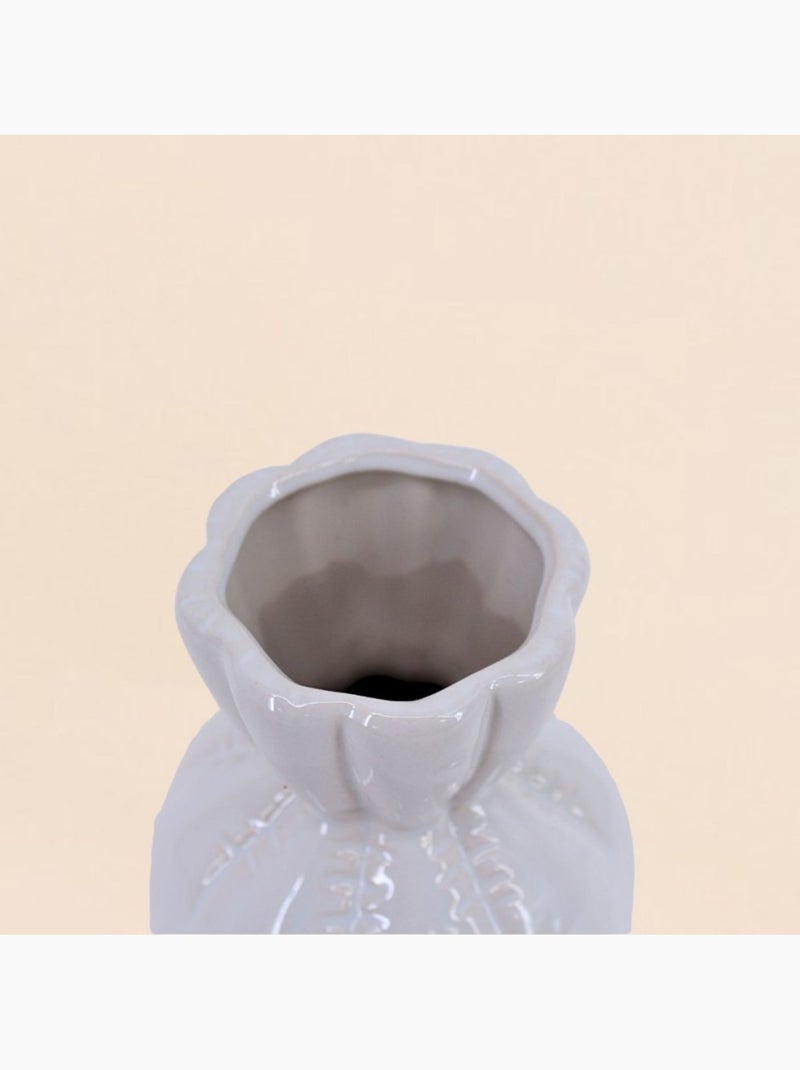 Vase en céramique effet gonflé forme bonbon, h19cm Blanc - Kiabi