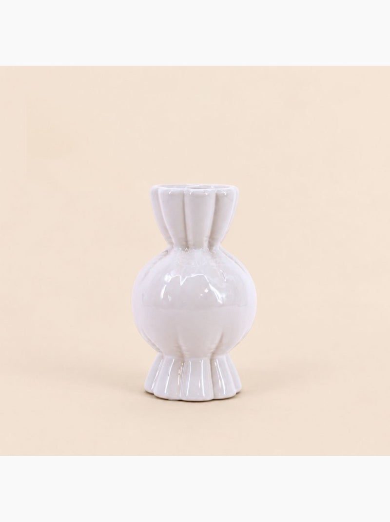 Vase en céramique effet gonflé forme bonbon, h19cm Blanc - Kiabi