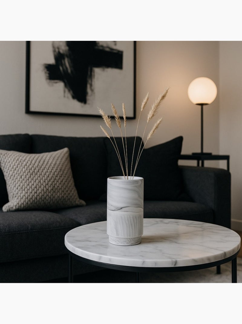 Vase en céramique effet marbre blanc 15cm Blanc - Kiabi