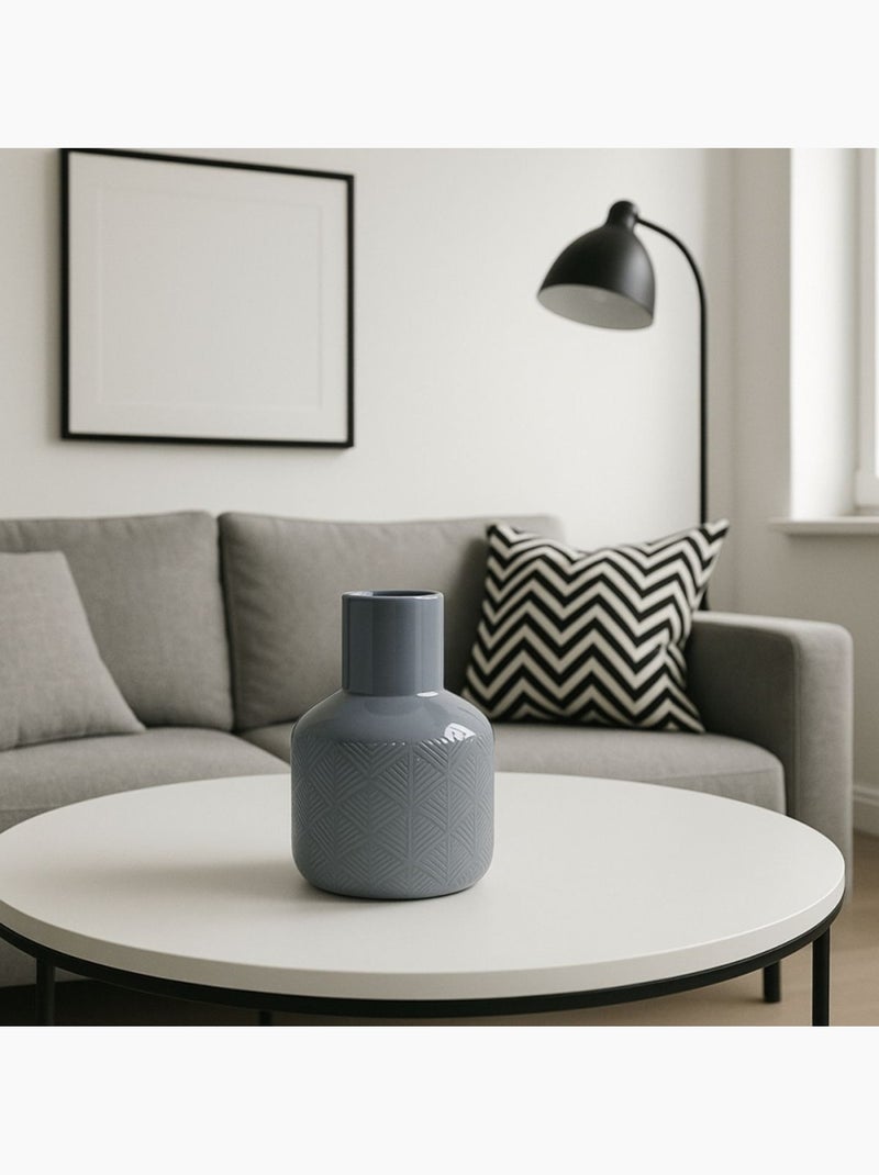 Vase en céramique grise, H17cm Gris - Kiabi