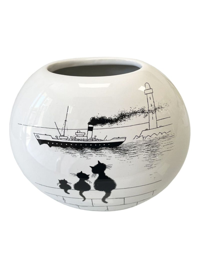 Vase en céramique oval chats Blanc - Kiabi