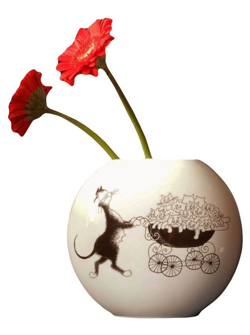 Vase en céramique Oval Chats par Dubout Blanc - Kiabi