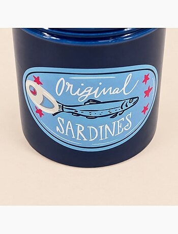 Vase en céramique sardines bleues, h13cm