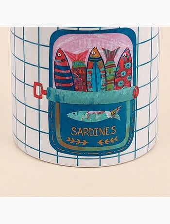 Vase en céramique sardines quadrillé bleu et blanc, h15cm