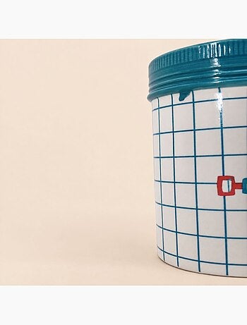 Vase en céramique sardines quadrillé bleu et blanc, h15cm