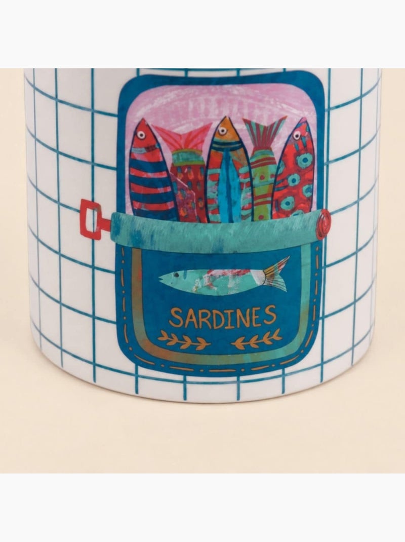 Vase en céramique sardines quadrillé bleu et blanc, h15cm Bleu - Kiabi