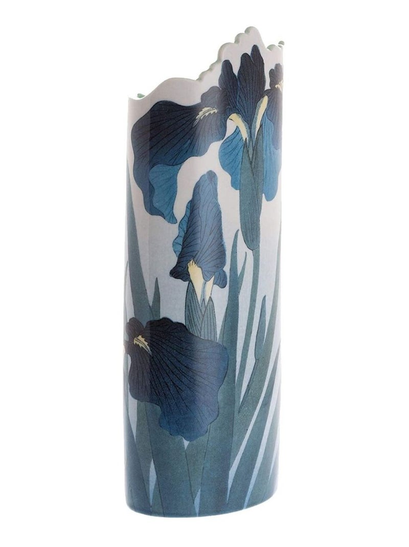 Vase en céramique silhouette Ohara Koson - Irises Bleu - Kiabi