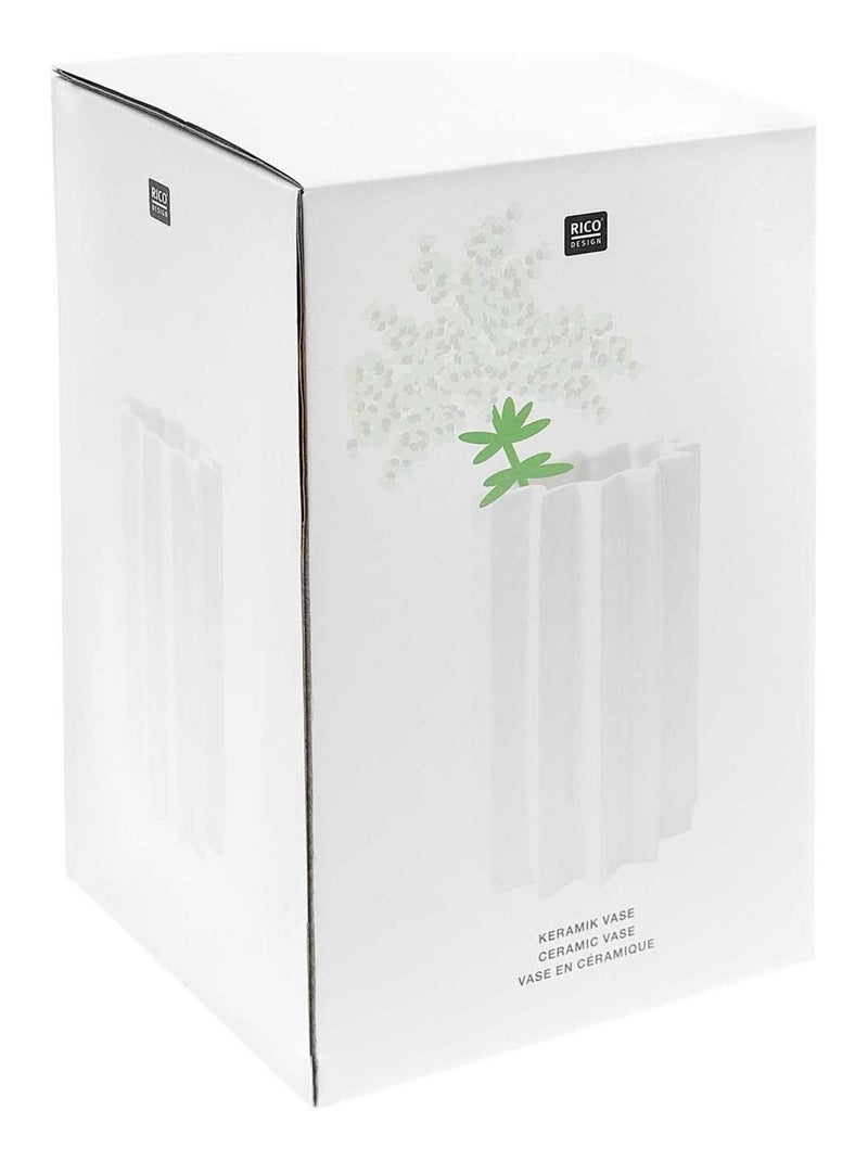 Vase en céramique soleil blanc 20 cm - Rico Design Blanc - Kiabi