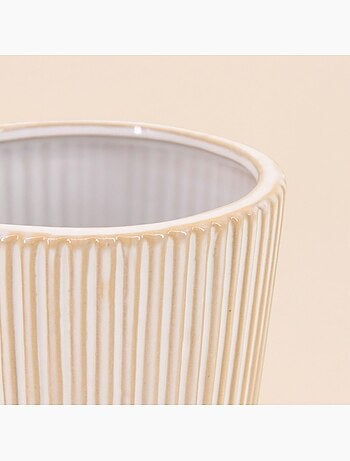 Vase en céramique strié beige 15x12cm