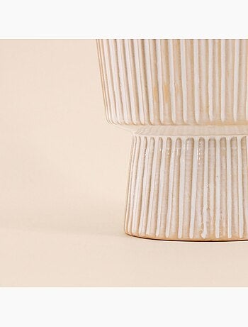 Vase en céramique strié beige 15x12cm