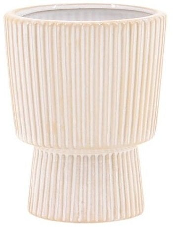 Vase en céramique strié beige 15x12cm