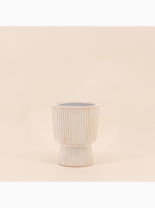 Vase en céramique strié beige 15x12cm - Kiabi