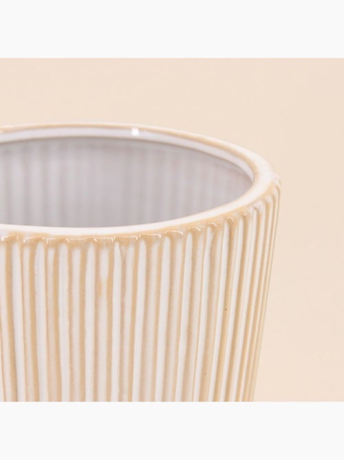 Vase en céramique strié beige 15x12cm - Kiabi